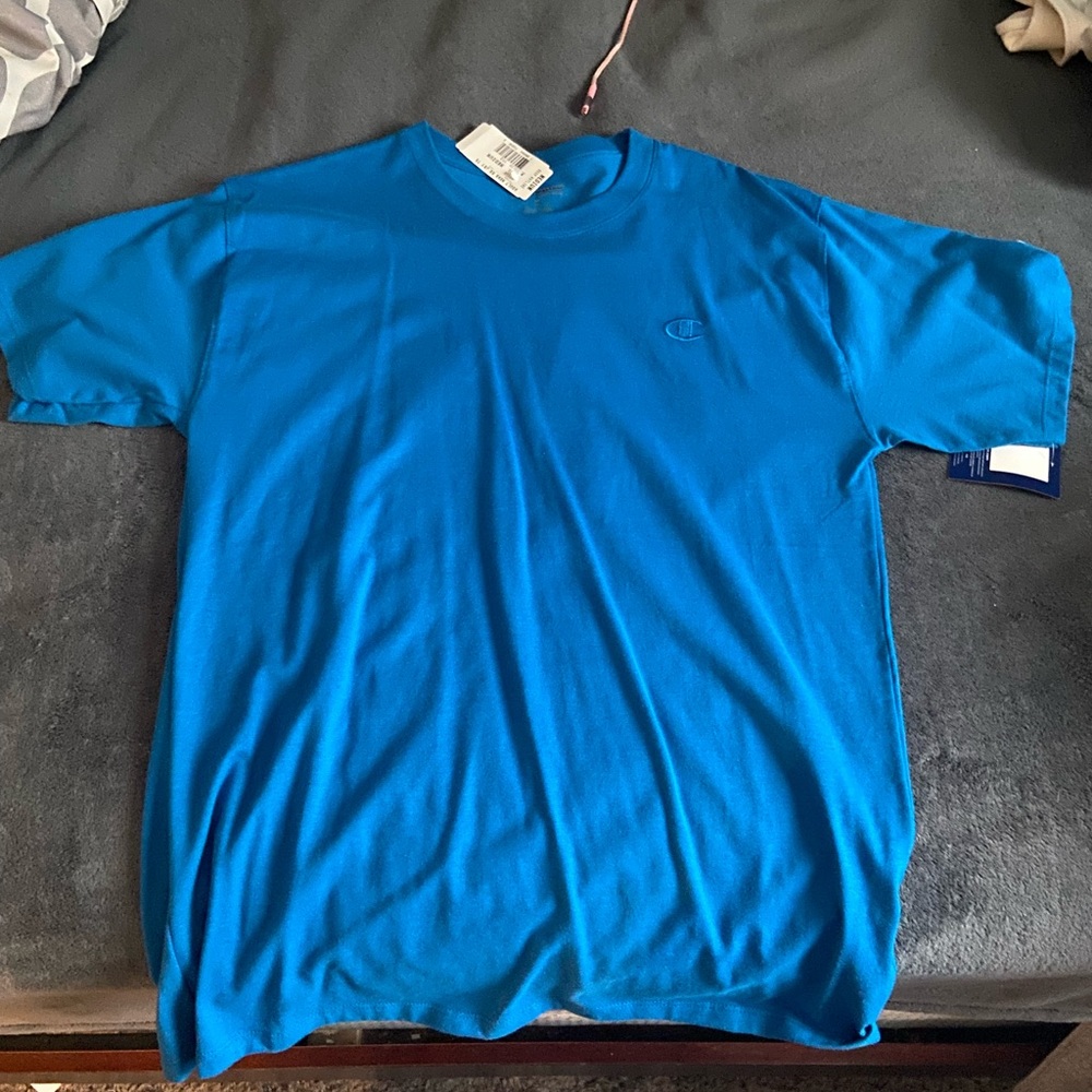 Men’s blue champion t shirt.